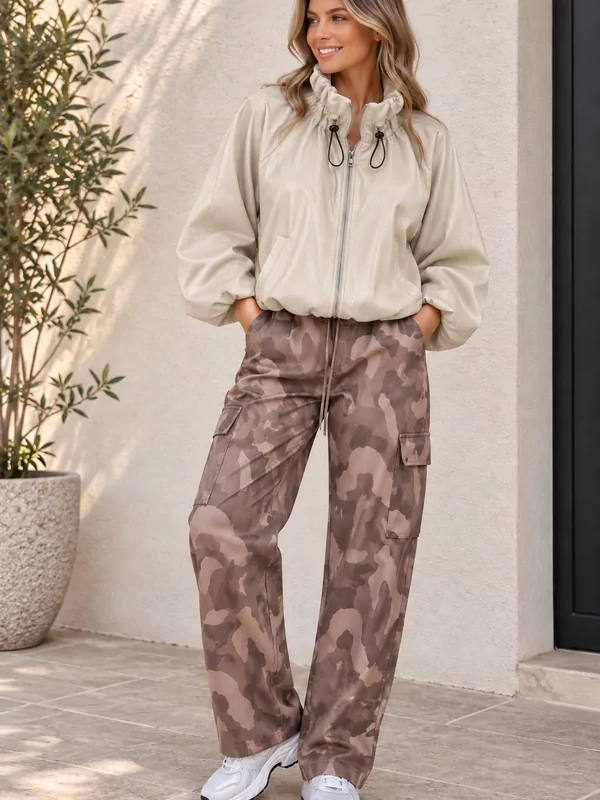 Leder look jasje in beige
