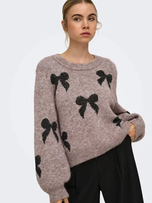 Only pull Doffa in beige met strikjes design