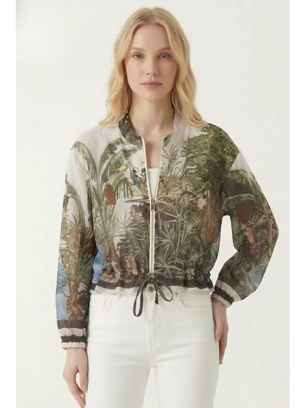 Vest in leuk beige printje