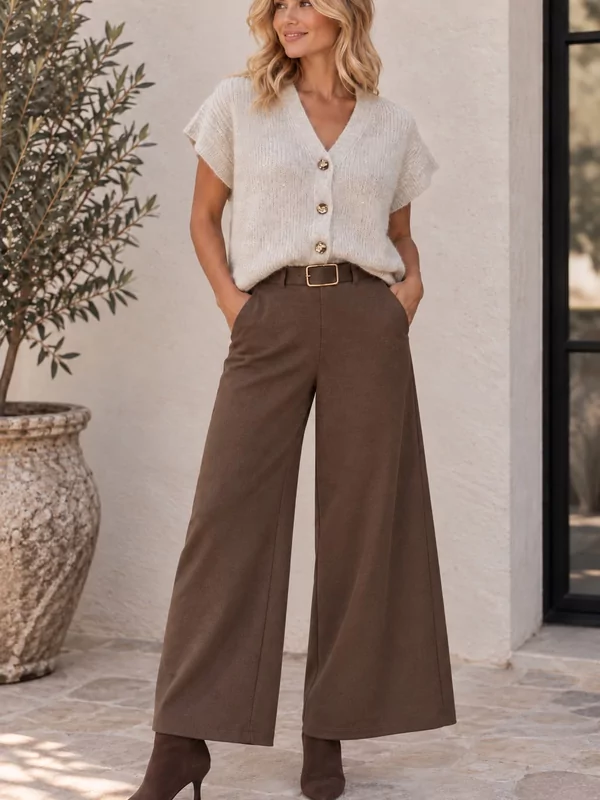Broek in chocolate met gratis riem