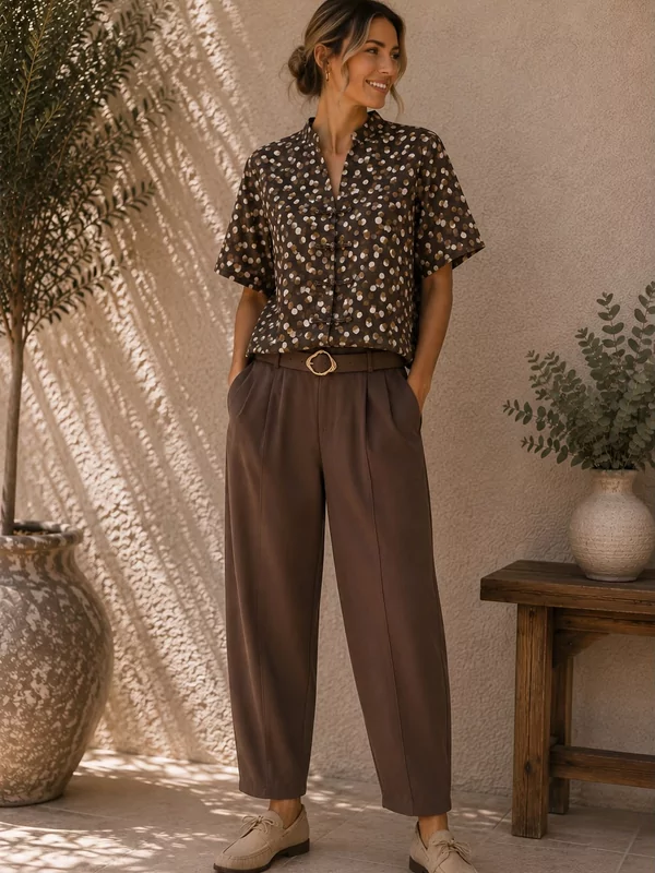 Balloon broek in bruin met gratis riem