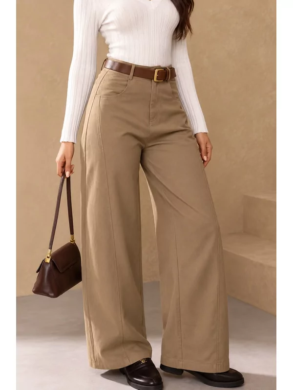 Balloon broek met riem in beige