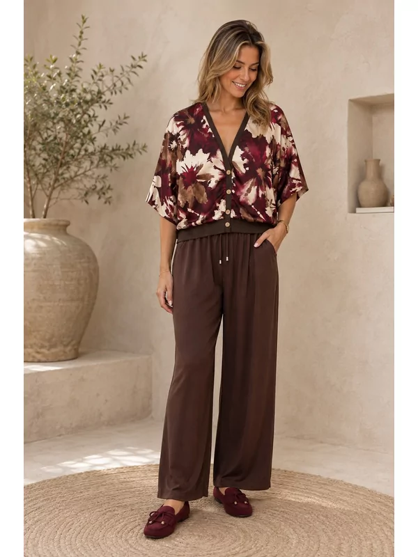 Losse broek in bruin