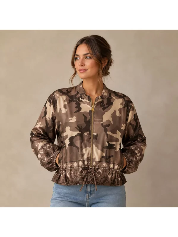 Bomber jasje in camouflage bruin