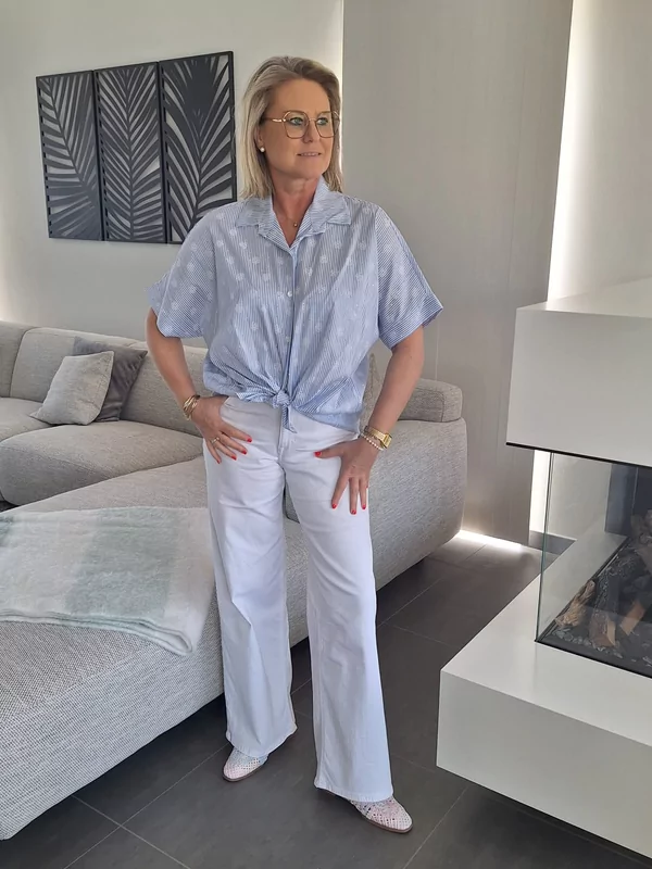 Hemd met strasskes in blauw