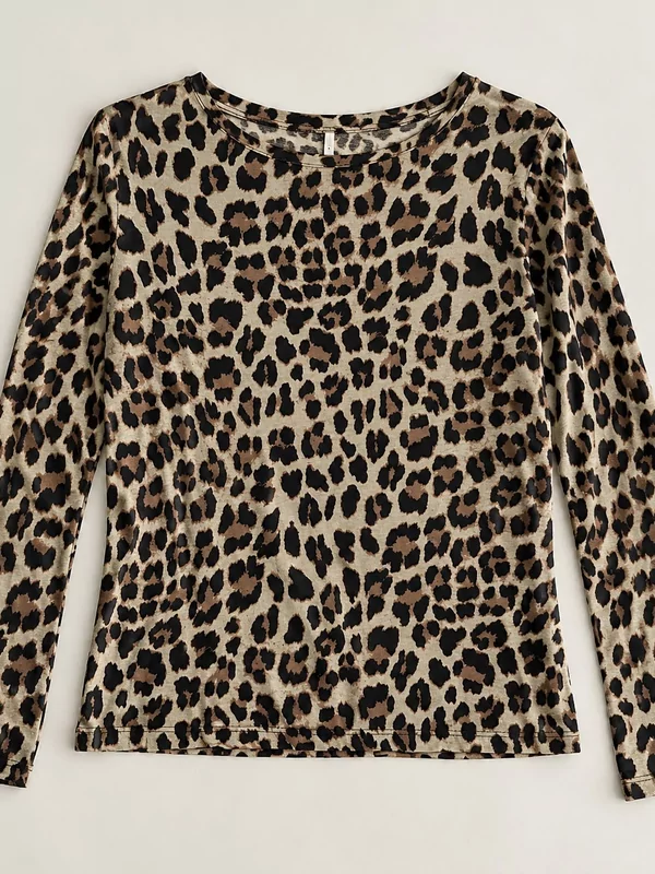 Dun voile bloesje in leopard print
