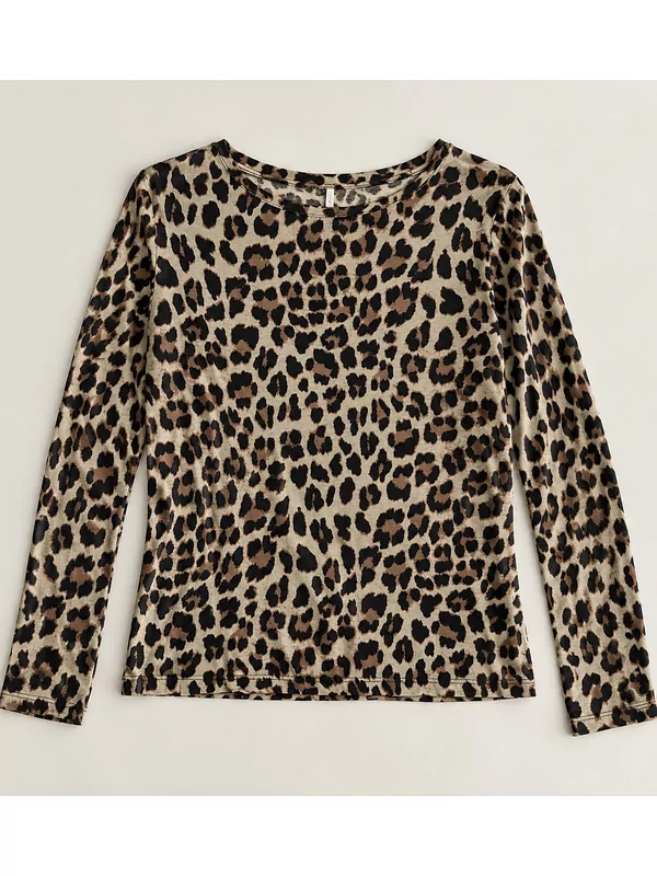 Dun voile bloesje in leopard print