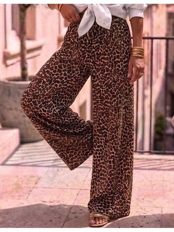 Leopard broek met elastiek bovenkant
