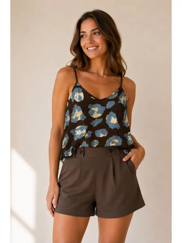 Top in bruin blauw