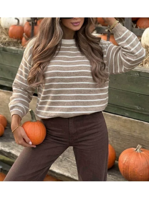 Pull in beige ecru streepje