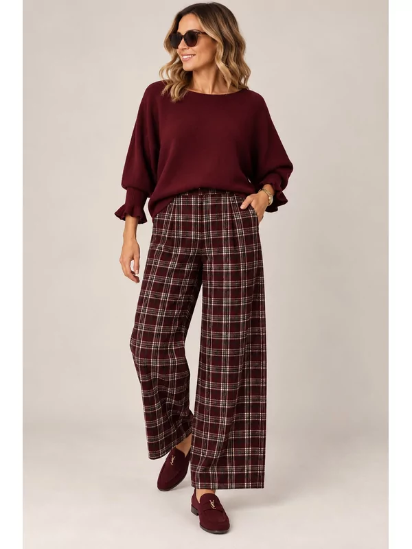 Pull met speciale mouw in wine