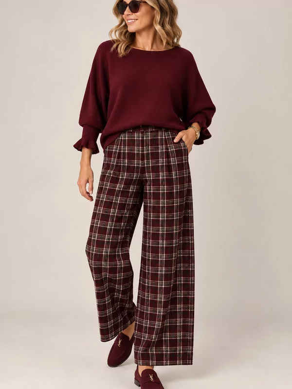Pull met speciale mouw in wine