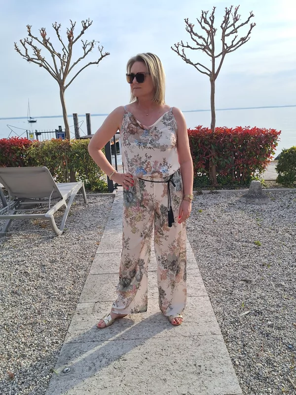 Broek met elastiek in printed design