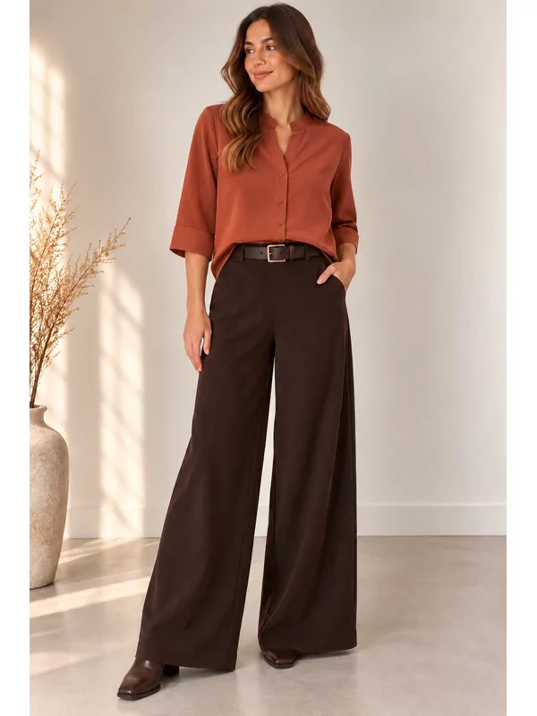 Los hemd in brick kleur