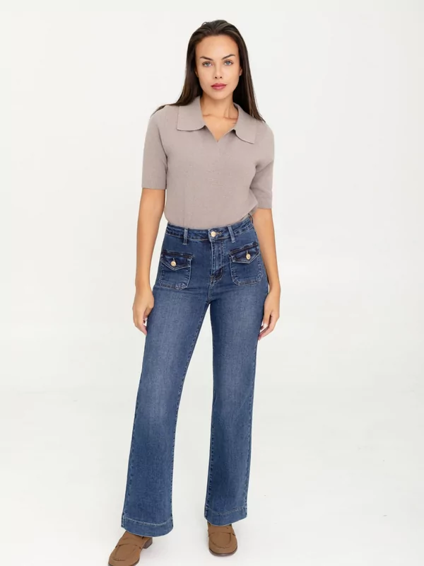 Jeans rechte pijp in mid blauw
