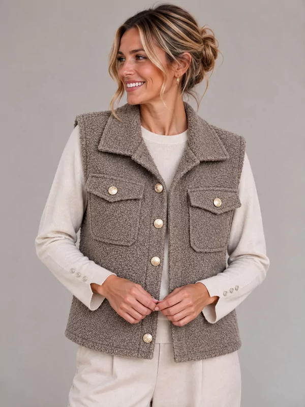 Body met knopen in taupe