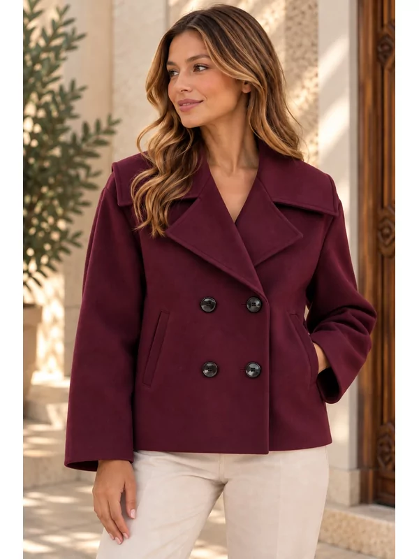 Geklede jas in aubergine