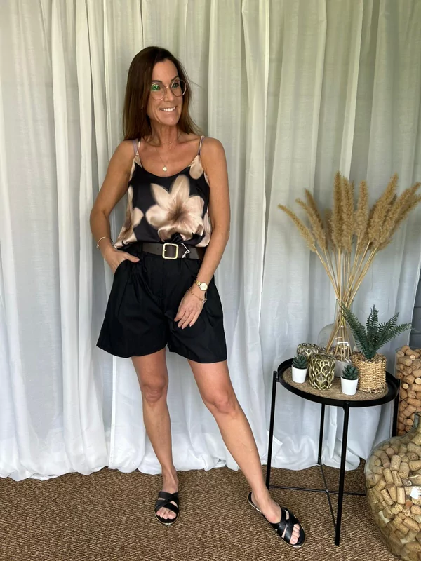 Topjes flowers zwart beige