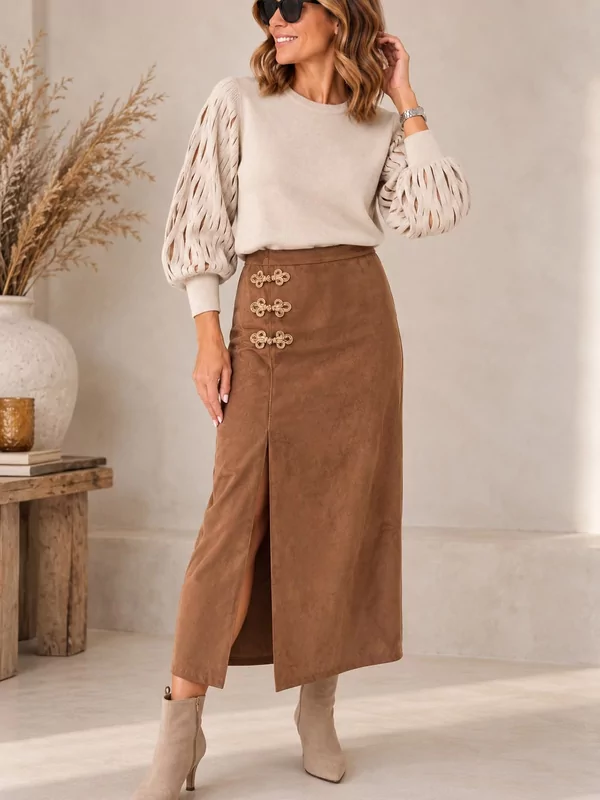 Rok nubucklook in camel