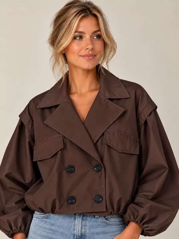 Korte trench coat in bruin