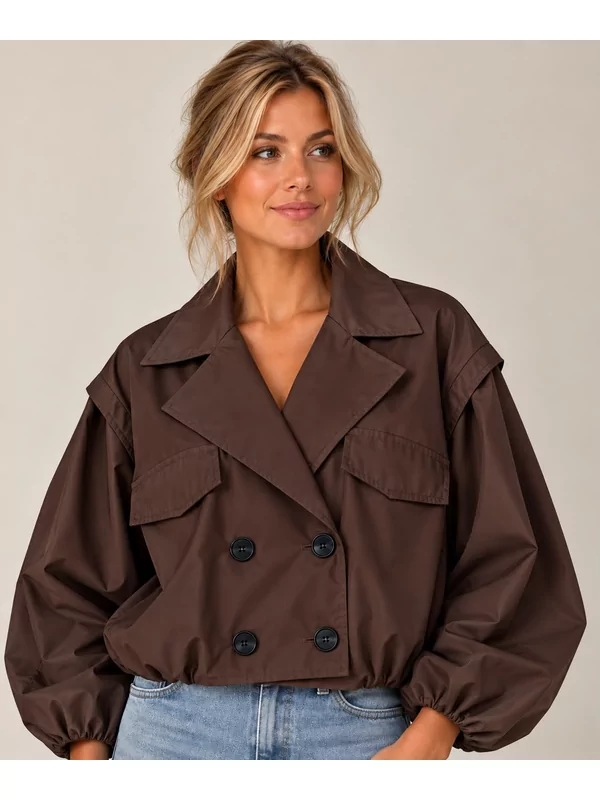 Korte trench coat in bruin