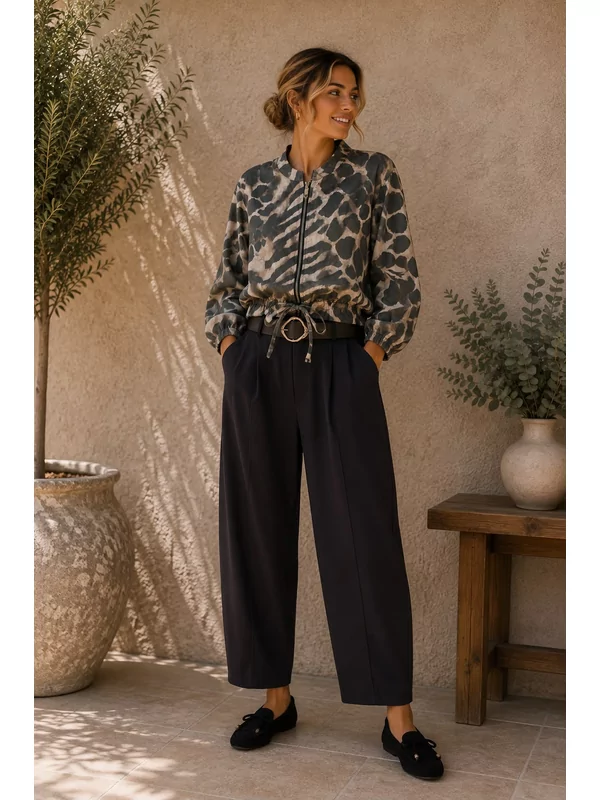 Zwarte balloon broek met gratis riem
