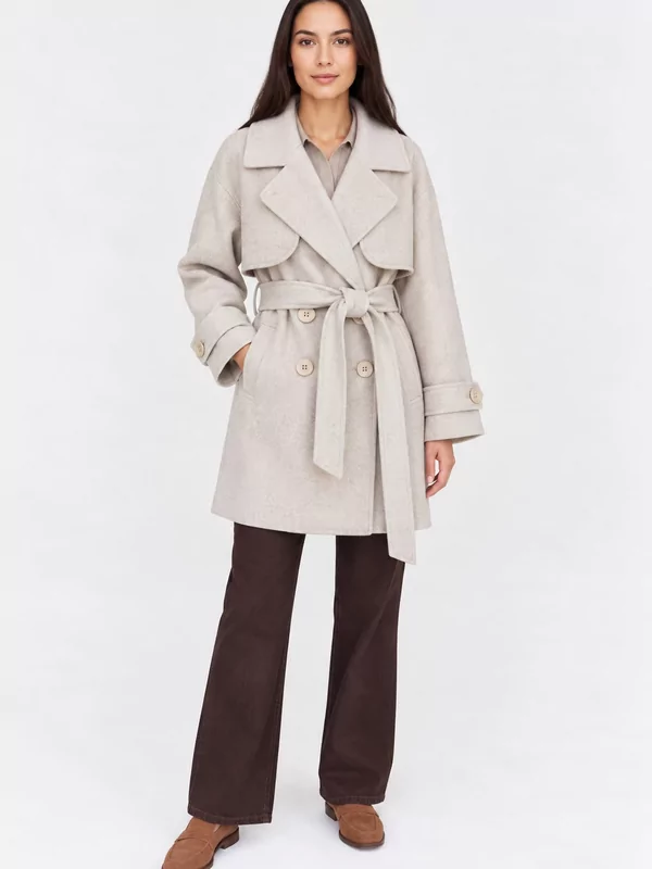 Geklede jas in beige