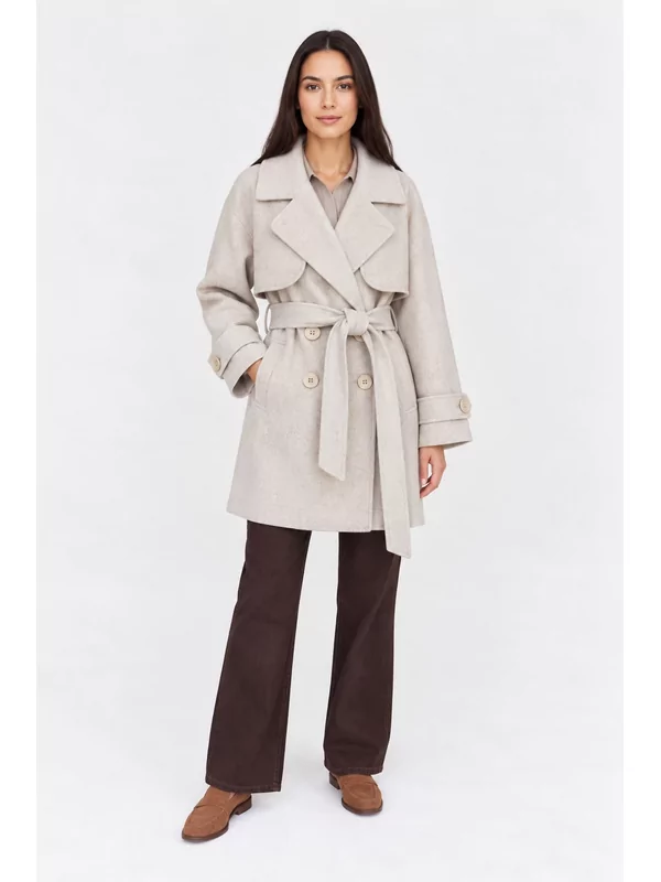 Geklede jas in beige