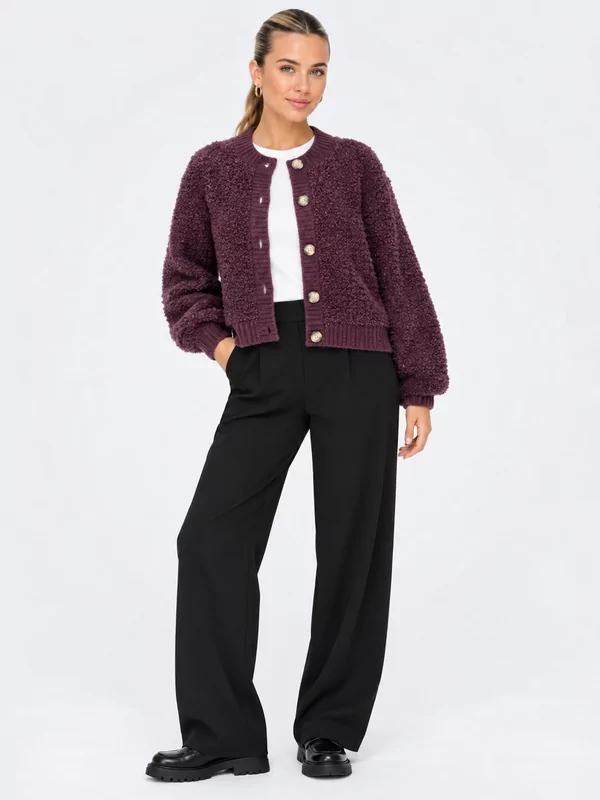 Jdy cardigan Eira in teddy look aubergine