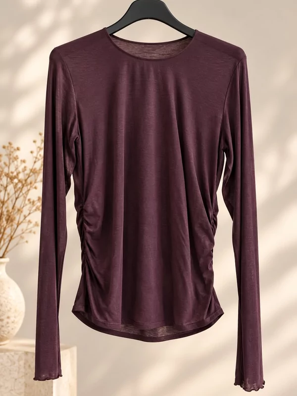 Voile bloesje in aubergine