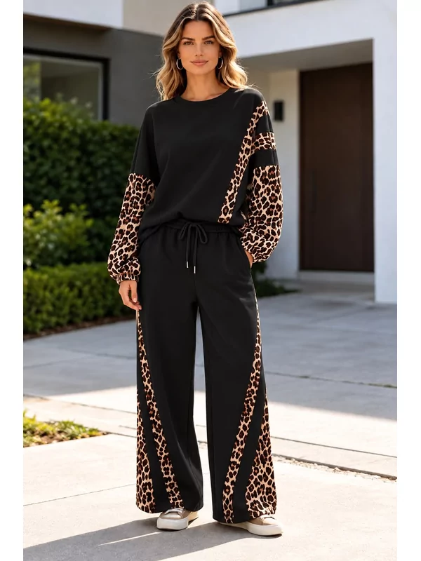 Setje leopard in zwart