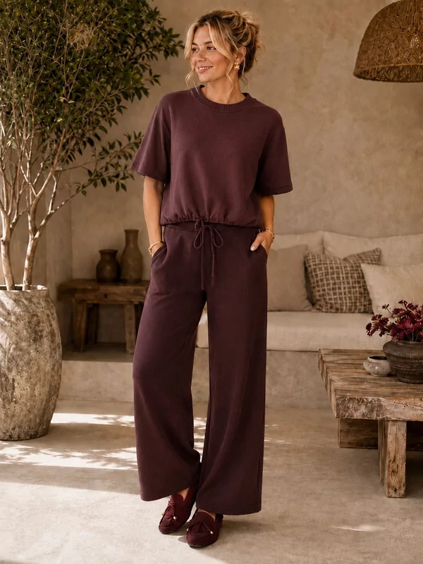 Only broek tricot siteri in bordeaux