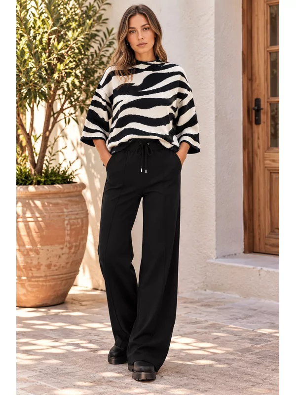 Pull in zebra print wit zwart