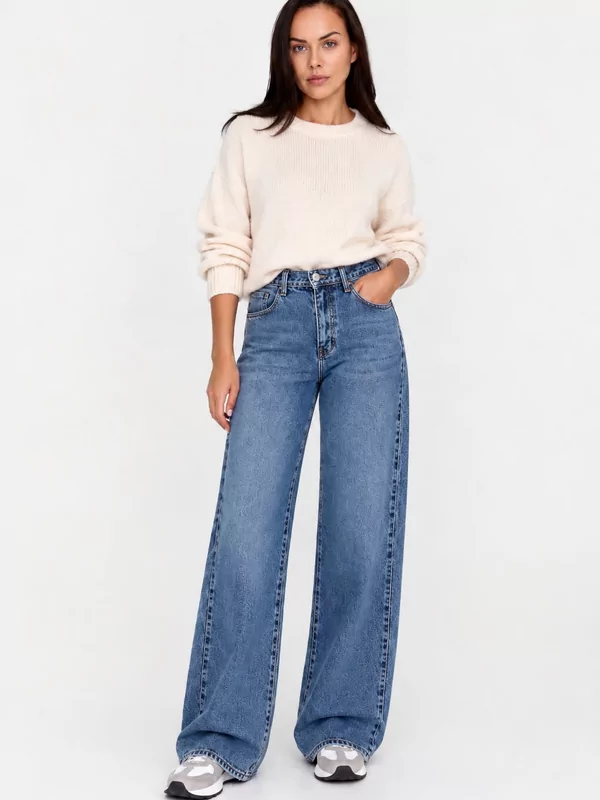 Jeans wide leg in blauw 