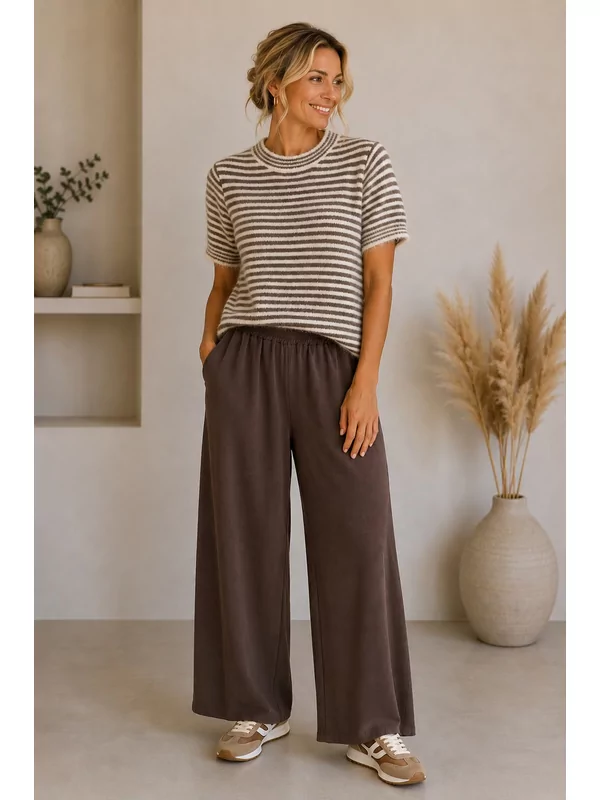 Losse broek in bruin