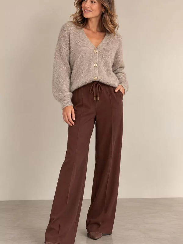 Cardigan met glitters in beige
